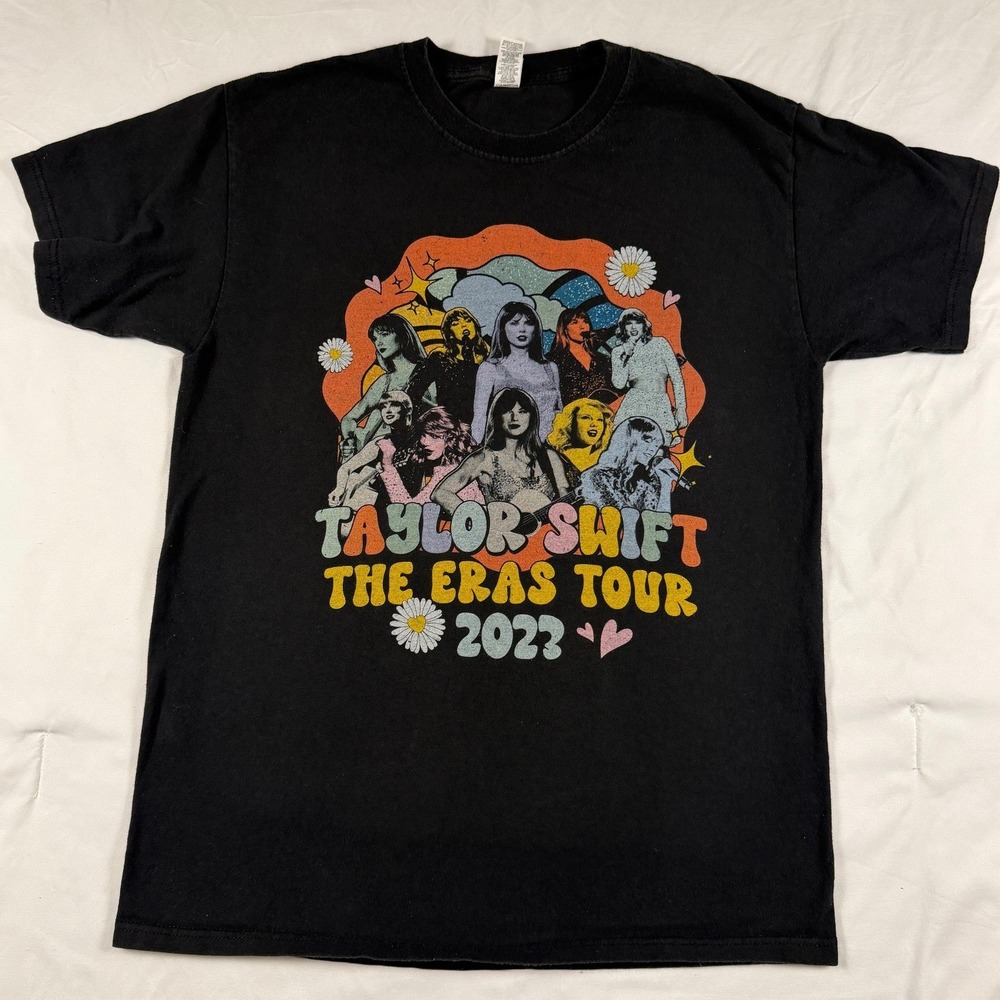 Taylor Swift The Eras Tour 2023 Concert T-Shirt Black M&O Gold Medium